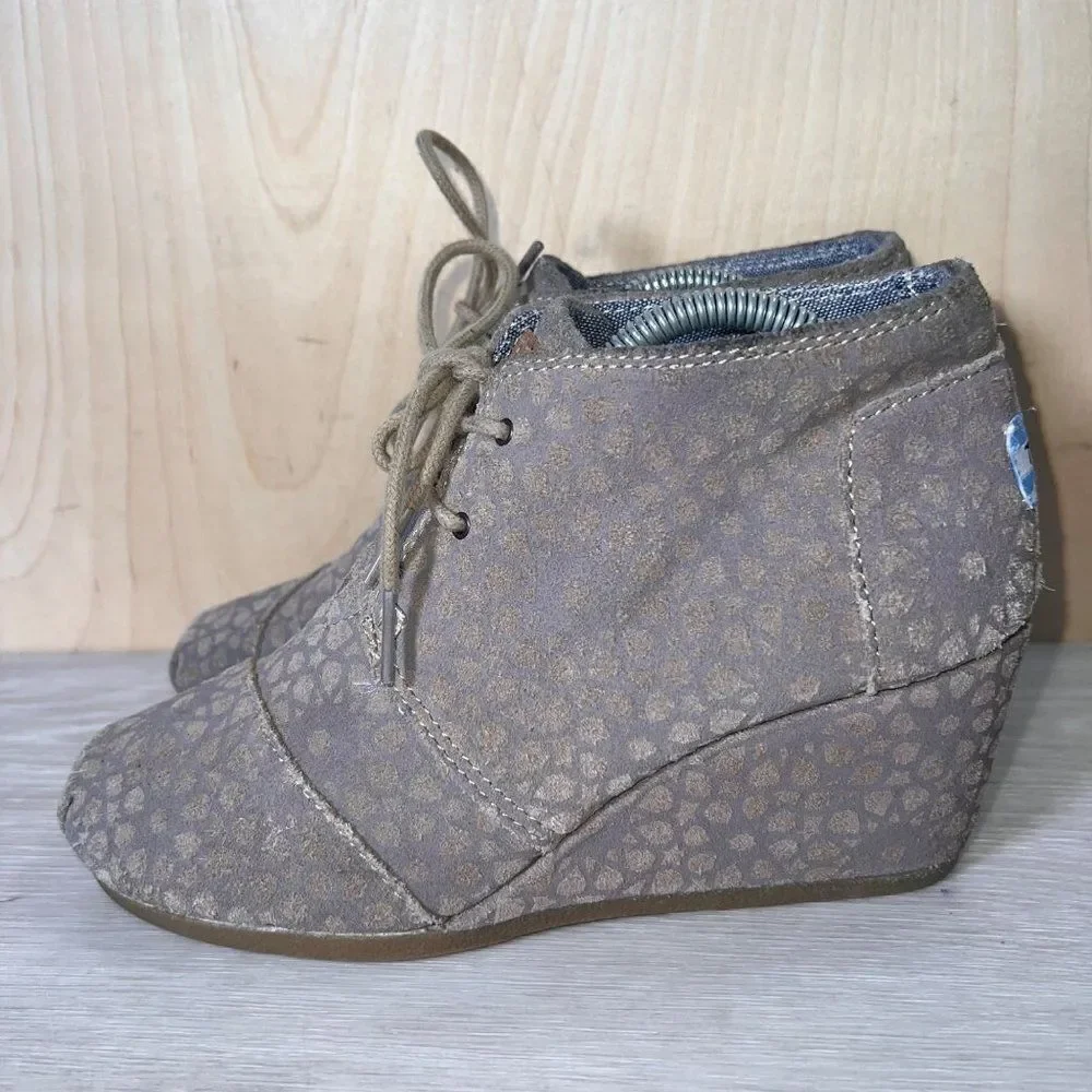 Toms Desert Taupe Moroccan‎ Wedge Booties Suede 380813 Woman's 7